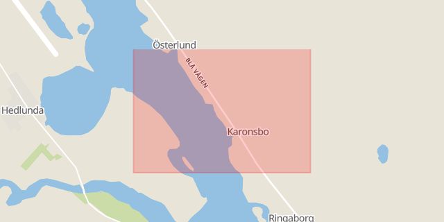 Karta som med röd fyrkant ramar in Karonsbo, Västerbottens län