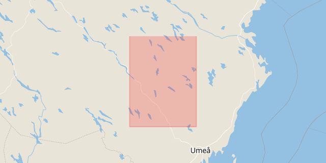 Karta som med röd fyrkant ramar in Vindelns Kommun, Åsele Kommun, Svamp, Fika, Skogsväg, Västerbottens län