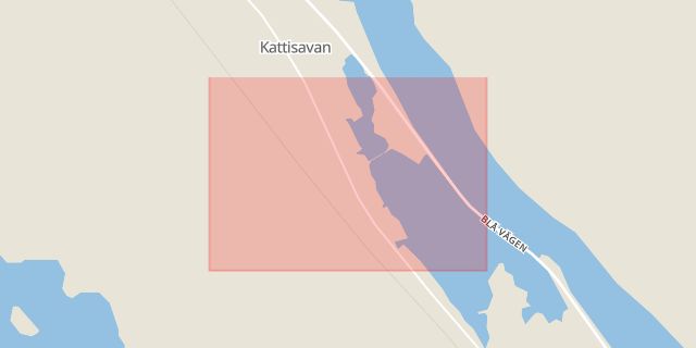 Karta som med röd fyrkant ramar in Kattisavan, Lycksele, Västerbottens län