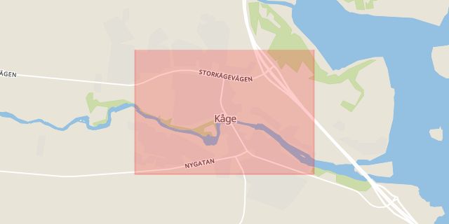 Karta som med röd fyrkant ramar in Kåge, Skellefteå, Västerbottens län