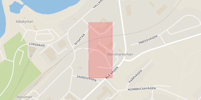 Karta som med röd fyrkant ramar in Ammarnäs, Storuman, Västerbottens län