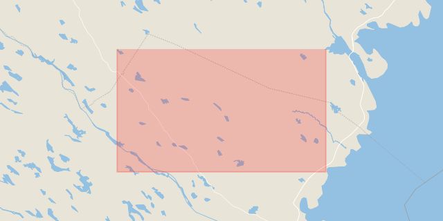 Karta som med röd fyrkant ramar in Byskeälven, Västerbottens län