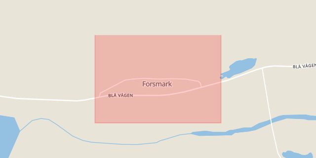 Karta som med röd fyrkant ramar in Forsmark, Storuman, Västerbottens län