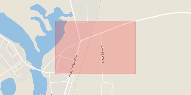 Karta som med röd fyrkant ramar in Burevägen, Sorsele, Västerbottens län