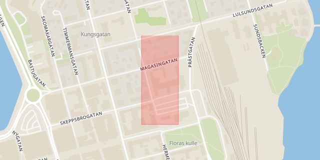 Karta som med röd fyrkant ramar in Polisen I Luleå, Norrbottens län