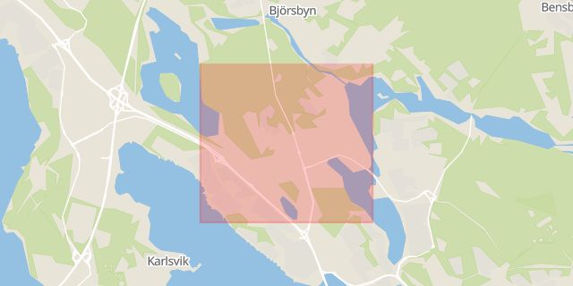 Karta som med röd fyrkant ramar in Porsön, Luleå, Norrbottens län