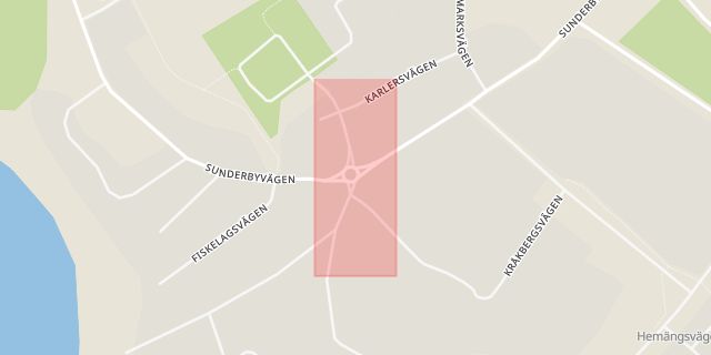 Karta som med röd fyrkant ramar in Södra Sunderbyn, Luleå, Norrbottens län