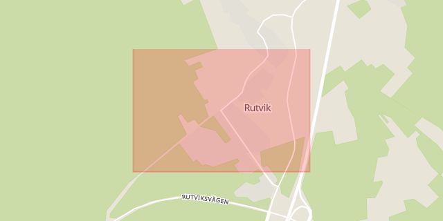 Karta som med röd fyrkant ramar in Rutvik, Luleå, Norrbottens län