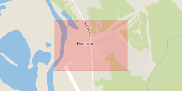 Karta som med röd fyrkant ramar in Hemavan, Storuman, Västerbottens län