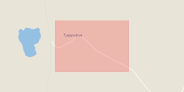 Karta som med röd fyrkant ramar in Tjappsåive, Moskosel, Arvidsjaur, Norrbottens län