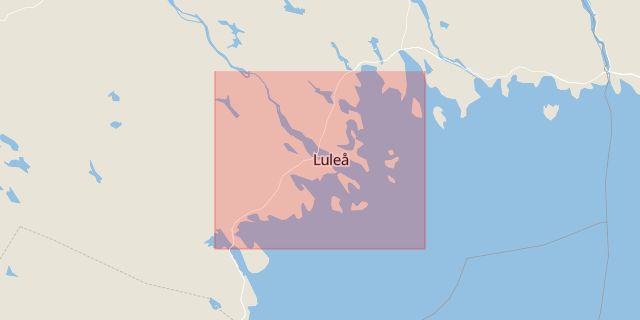 Karta som med röd fyrkant ramar in Luleå, Boden, Norrbotten, Norrbottens län