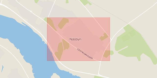 Karta som med röd fyrkant ramar in Näsbyn, Kalix, Norrbottens län