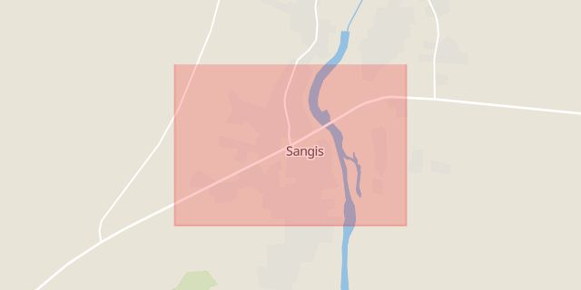 Karta som med röd fyrkant ramar in Sangis, Kalix, Norrbottens län