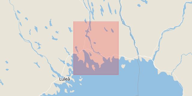 Karta som med röd fyrkant ramar in Åkroken, Kalix, Norrbottens län