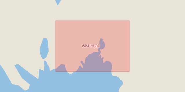 Karta som med röd fyrkant ramar in Västerfjäll, Arjeplog, Norrbottens län