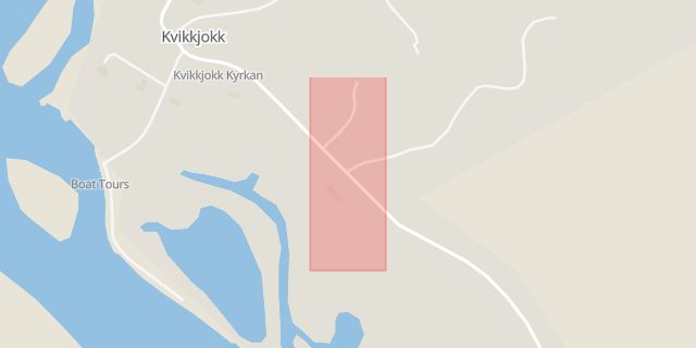 Karta som med röd fyrkant ramar in Kvikkjokk, Jokkmokks Kommun, Jokkmokk, Norrbottens län
