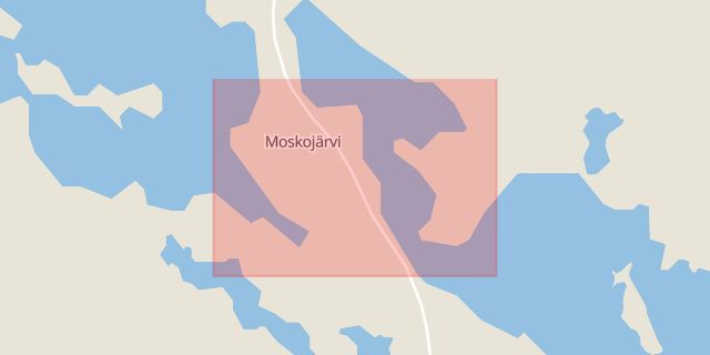 Karta som med röd fyrkant ramar in Moskojärvi, Gällivare, Norrbottens län