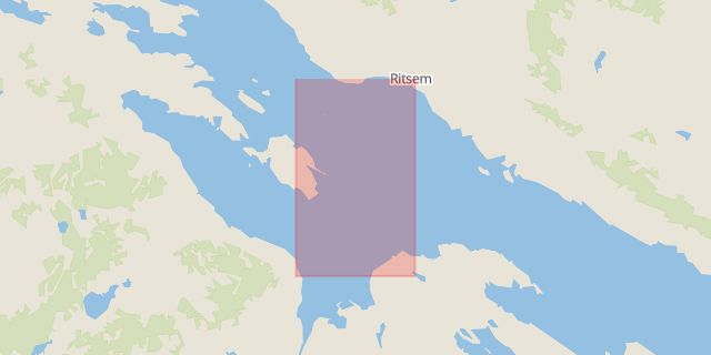 Karta som med röd fyrkant ramar in Ritsem, Norrbotten, Norrbottens län