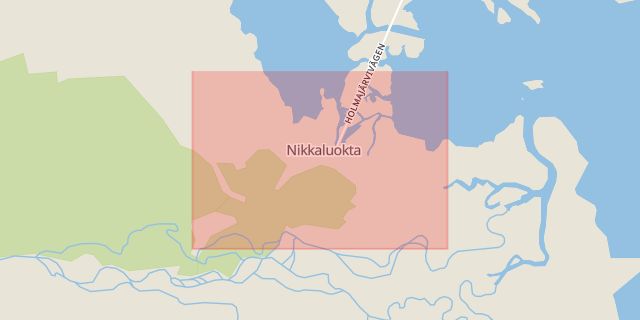 Karta som med röd fyrkant ramar in Nikkaluokta, Norrbottens län