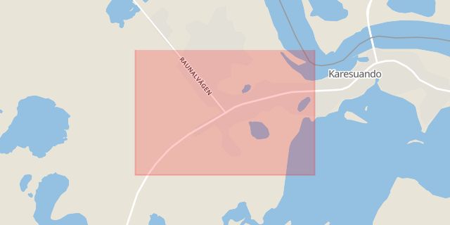 Karta som med röd fyrkant ramar in Karesuando, Pulsujärvi, Kiruna, Norrbottens län