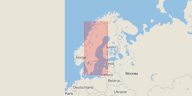 Karta som med röd fyrkant ramar in Vasavägen, Parken, Östgötateatern, Abiskorondellen, Linköping